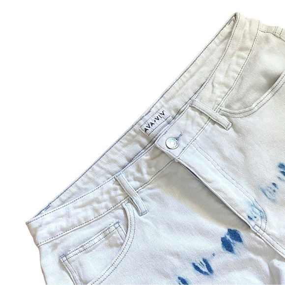 AVA & VIV Tie Dye Cutoff Denim Shorts High Waist Fringe Shorts Women’s Size 14 - Picture 7 of 11